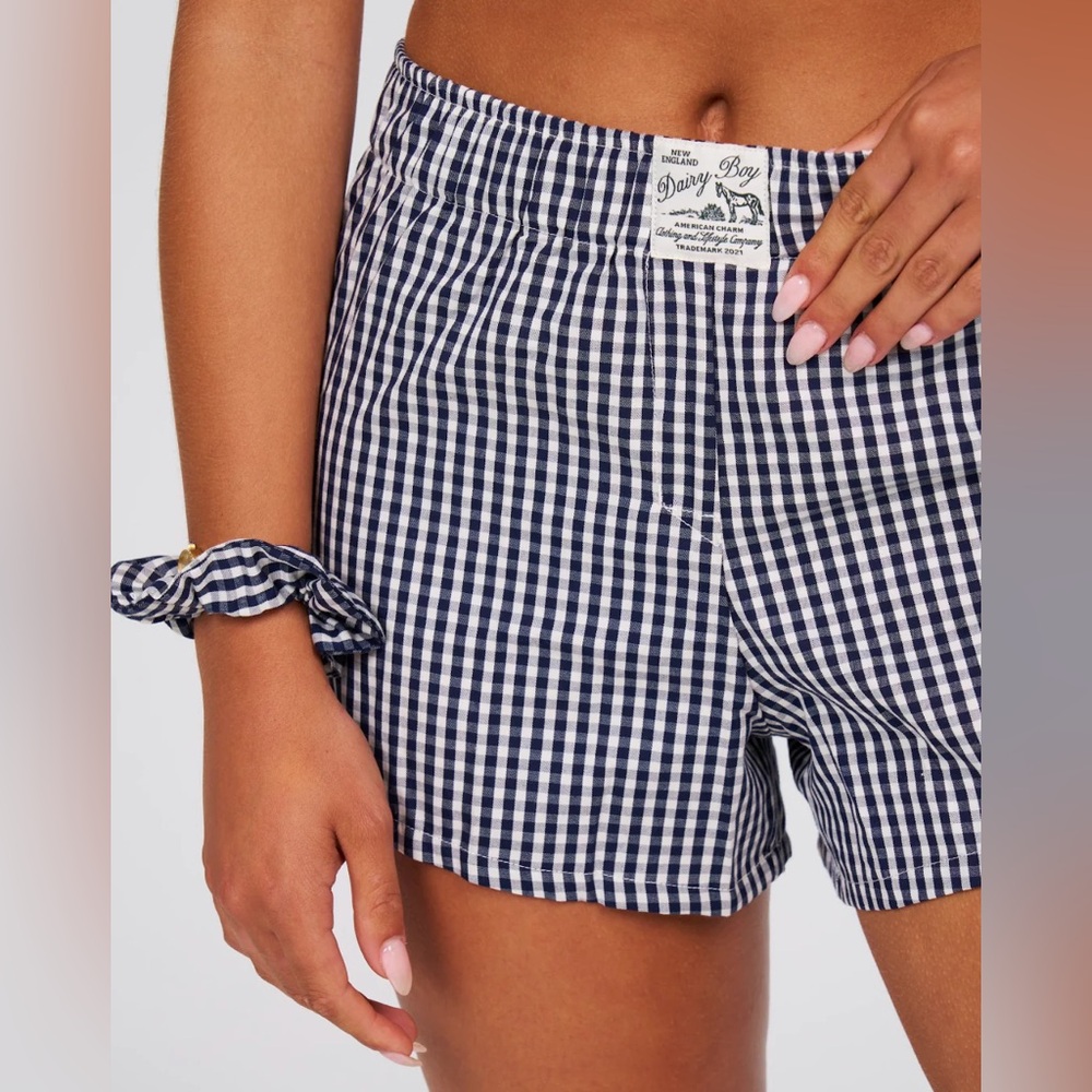 Navy Gingham Women's Shorts